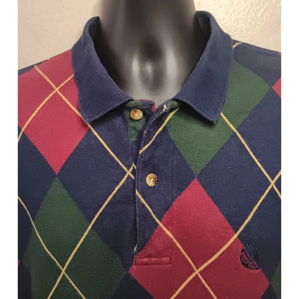 Vintage 90s Nautica Men's XL Polo Rugby Argyle Shirt L/S EUC - Picture 2 of 10